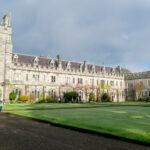 View of the "Long Hall" and the clock tower of the University College Cork quadrangle.