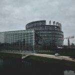 An exterior photo of the European Parliament building in Brussels.