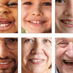 Six close up portraits of people ranging from an infant to an elderly man.